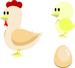 chicke, chick and  egg