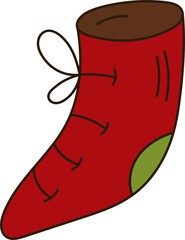 Santa Claus Sock for gifts. Doodle element
