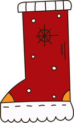 Doodle Santa boot. Simple winter shoe element