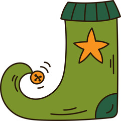 Elf shoe doodle. Simple cartoon illustration for Christmas