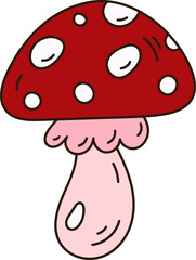 Simple doodle art of fly agaric mushroom