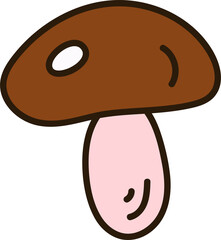 Simple doodle mushroom isolated on white background