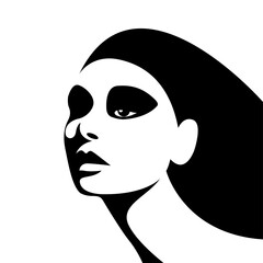 vector light and shadow black and white image of a beautiful female face formed by shadow. useful for advertising products for women, beauty salons, decorative and skin care cosmetics, print, poster