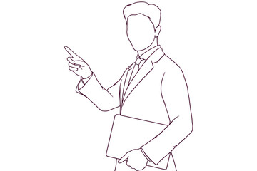 young businessman presentation hand drawn style vector illustration