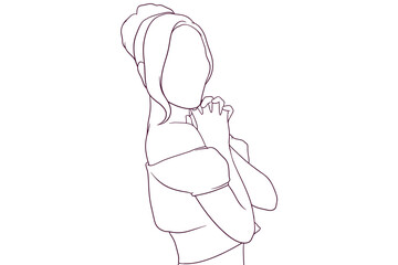 young beautiful woman hand drawn style vector illustration
