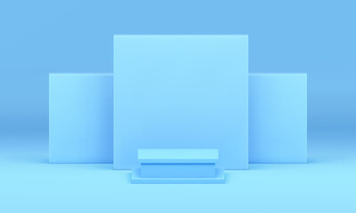 3d podium geometric award arena stage squared platform for product advertising realistic vector