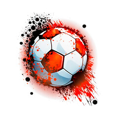Soccer ball in the red. Soccer ball Logo Football sport team club league logo with soccer football on white background. illustration, isolate. Poster, Print on t-shirt, Flags. Logo for the football cl