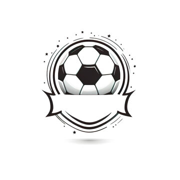 Football flat icon, soccer ball, shield with stars and laurel wreath. Sport games. Vector illustration, isolate. Logo Football sport team club league logo with soccer football on white background
