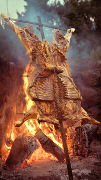 asado chivo cordero patag&oacute;nico Argentino fuego