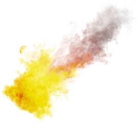 Fireball with smoke. Nuclear explosion. Fiery flame, 3d render. Realistic fire. Transparent background, PNG file
