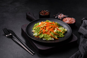 Chinese cabbage with carrots and apples, delicious salad