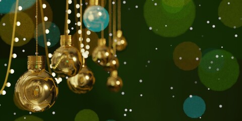 Fototapeta na wymiar Christmas background with spheres and lights. 3d illustration