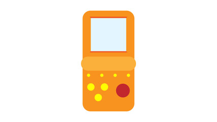 Old retro vintage hipster handheld game console with screen and buttons from 70s, 80s, 90s. Yellow icon. Vector illustration © Bolbik