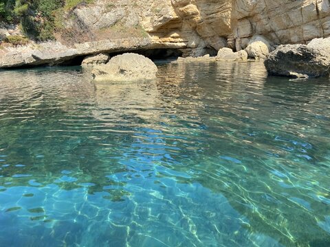 Rocks in the turquoise sea.