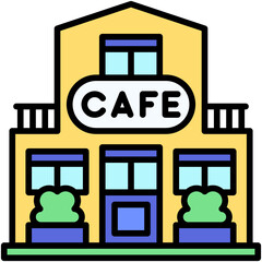 Coffeehouse, coffee shop or cafe icon