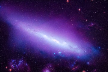 Shiny purple galaxy in a dark space.
