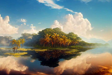tropic island digital art ai-generated