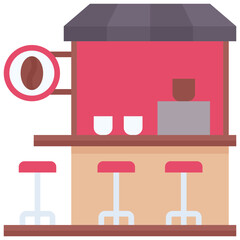 Coffeehouse, coffee shop or cafe icon