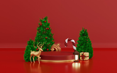 3D Christmas illustration with podium display product