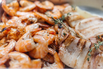 grilled shrimps on grill