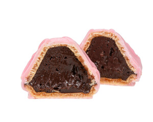 Half chocolate waffer sweets isolated on the white background