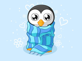 Frierender Comic Pinguin