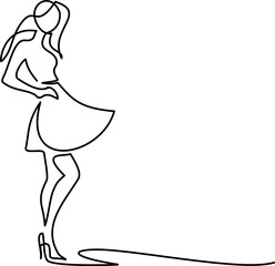 Young woman in modern dress. Fashion logo.