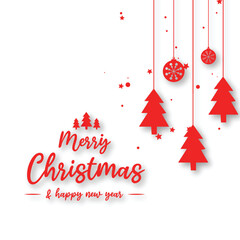 Fototapeta na wymiar Merry Christmas and happy new year poster with elegant Christmas tree
