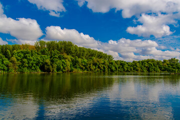 Obraz na płótnie Canvas View of the Tisza river at Martely in Hungary