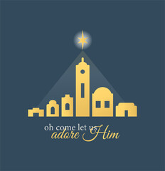 Fototapeta premium Christmas card with Bethlehem and star
