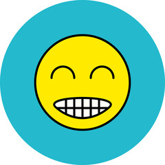 Grinning Multicolor Circle Filled Line Icon