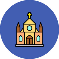 Church Multicolor Circle Filled Line Icon