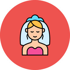 Bride Multicolor Circle Filled Line Icon