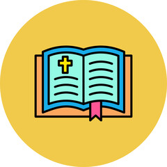 Bible Multicolor Circle Filled Line Icon