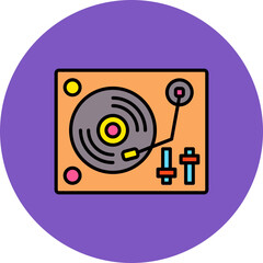 Turntable Multicolor Circle Filled Line Icon