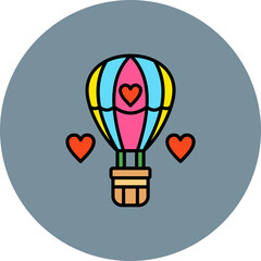 Hot Air Balloon Multicolor Circle Filled Line Icon