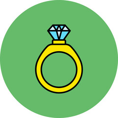 Wedding Ring Multicolor Circle Filled Line Icon