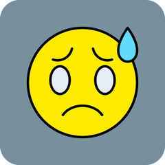 Worried Multicolor Round Corner Filled Line Icon