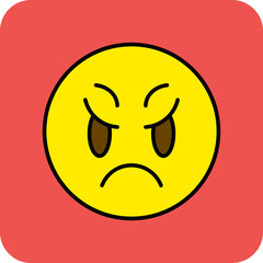 Scowl Multicolor Round Corner Filled Line Icon