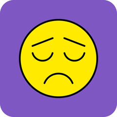 Frown Multicolor Round Corner Filled Line Icon