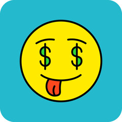 Greed Multicolor Round Corner Filled Line Icon