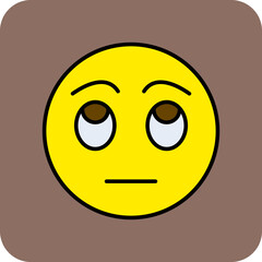 Rolling Eyes Multicolor Round Corner Filled Line Icon