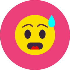 Surprised Multicolor Circle Flat Icon