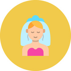 Bride Multicolor Circle Flat Icon