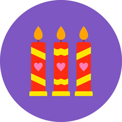 Candle Multicolor Circle Flat Icon