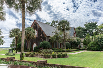 Fototapeta na wymiar The historic Church of the Cross in Bluffton, South Carolina during the day