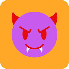 Devil Multicolor Round Corner Flat Icon