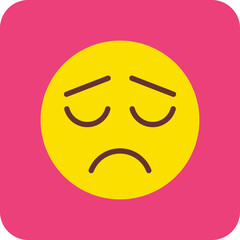 Frown Multicolor Round Corner Flat Icon