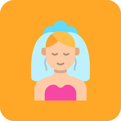 Bride Multicolor Round Corner Flat Icon