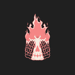 Fire head skull vintage illustration